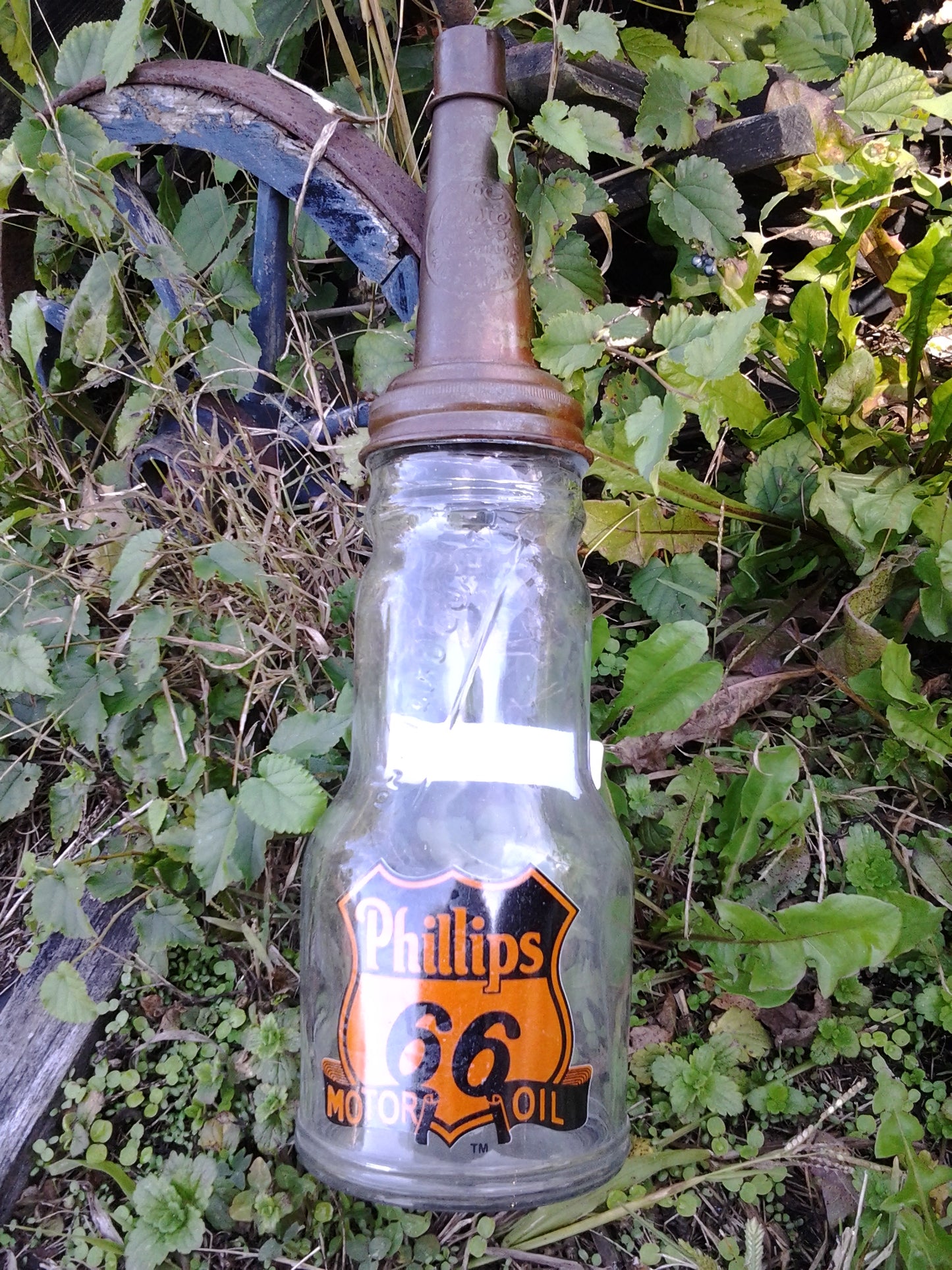 Oil Bottle - Philips 66 Motor Oil w/ Lid Cap-Jantiques LLC.