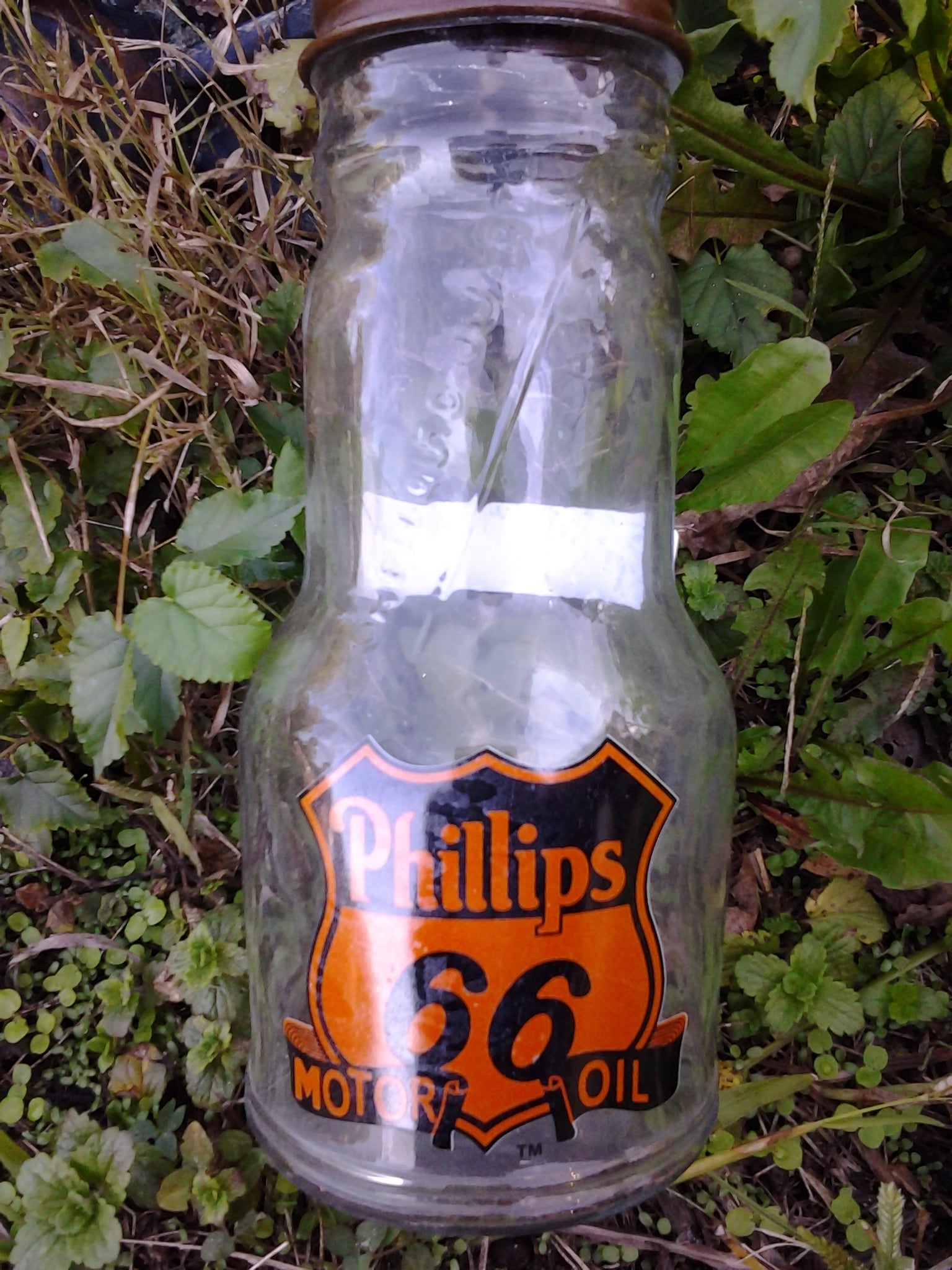 Oil Bottle - Philips 66 Motor Oil w/ Lid Cap-Jantiques LLC.