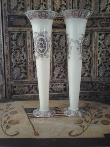 Moser Glass - Pair of Cream White Vase Shape