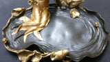 Bronze Figurine - Ormolu Lady Dish w/ Gold Gilded