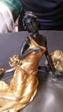 Bronze Figurine - Ormolu Lady Dish w/ Gold Gilded