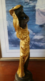 Bronze Figurine - Lady on Gold Gilded w/ Urn on Left