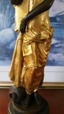 Bronze Figurine - Lady on Gold Gilded w/ Urn at Bottom