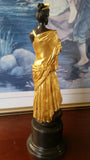 Bronze Figurine - Lady on Gold Gilded w/ Urn at Bottom