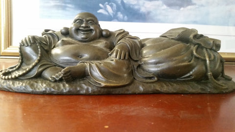 Bronze Figurine - Smiling Hotei God Of Wealth