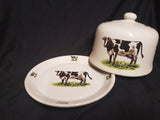 Round Cheese Dish Cow Painted