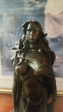 Bronze Candle Holder - Lady Warrior on Beast Tooth