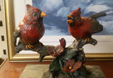 Bronze Figurine - Cardinal Birds on Marble