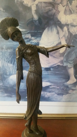 Bronze Figurine - Standing Lady on Marble