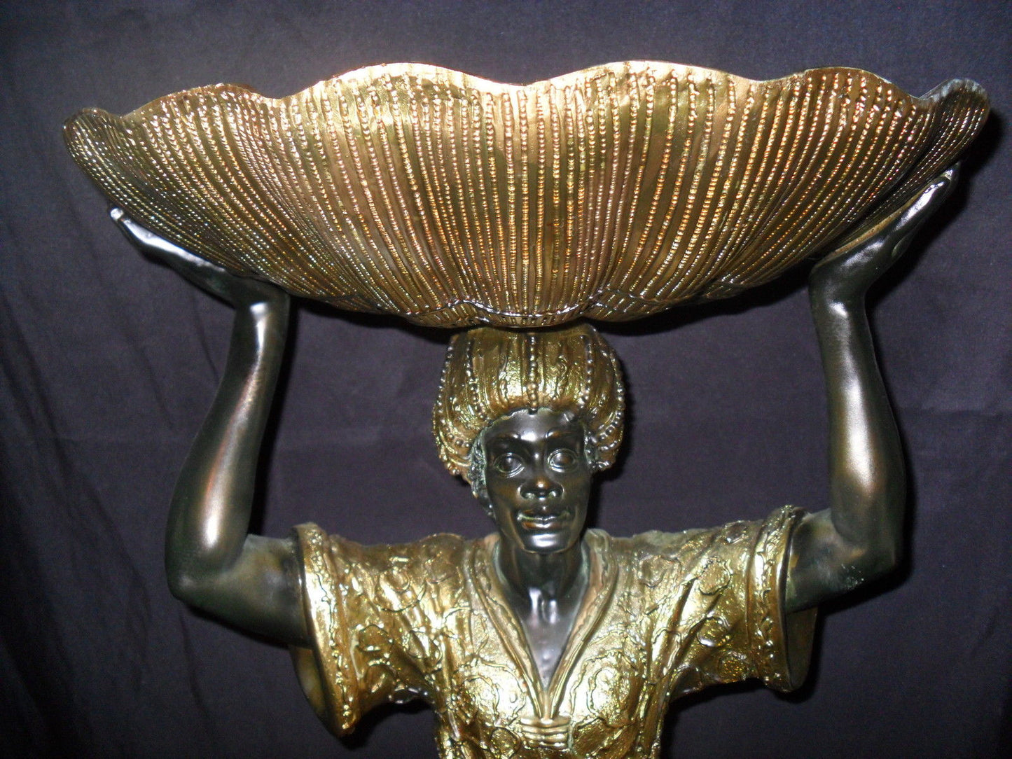 Statue Holder - Blackamoor Standing w/ Shell