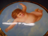 Wooden Oval Wall Plaque with Hand Painted Cherub