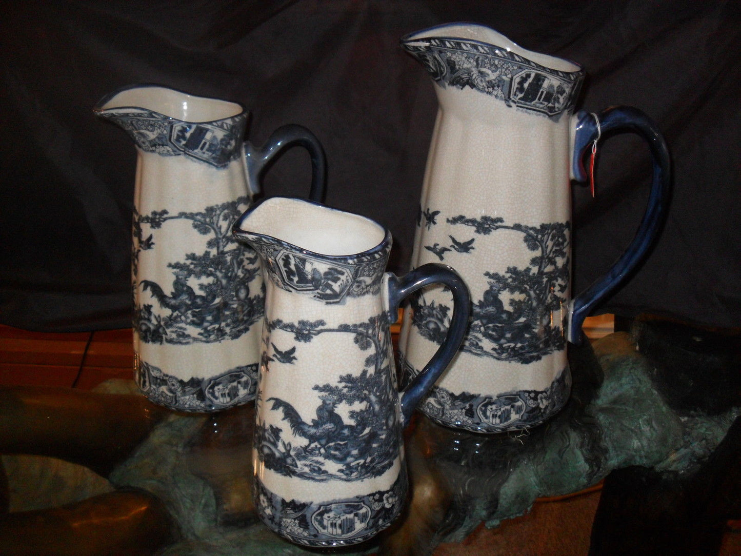 Porcelain - "Rooster" Pitcher Set 3 Piece-Jantiques LLC.