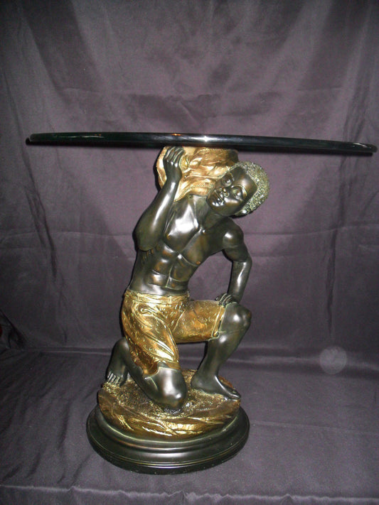 Glass Top Table - Blackamoor "Kneeling"