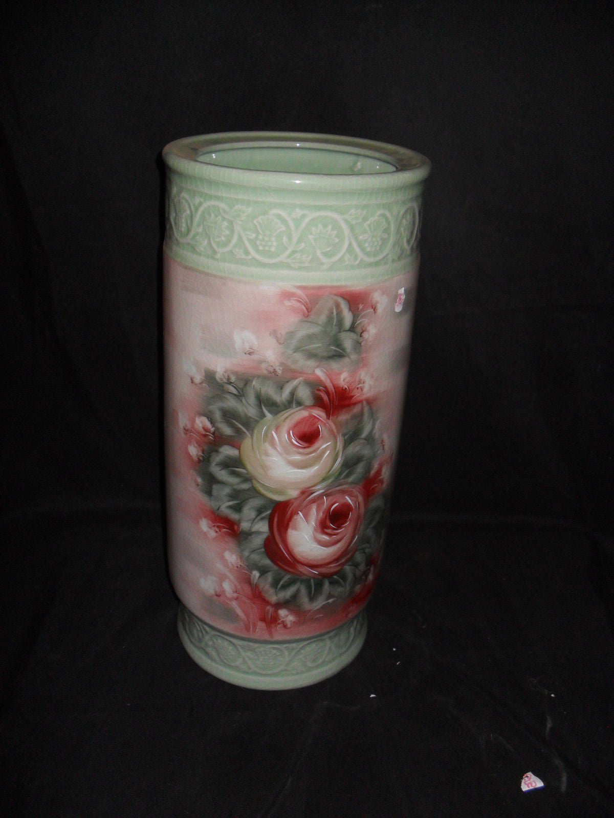 Porcelain - Umbrella Stand with Crackle Finish Floral