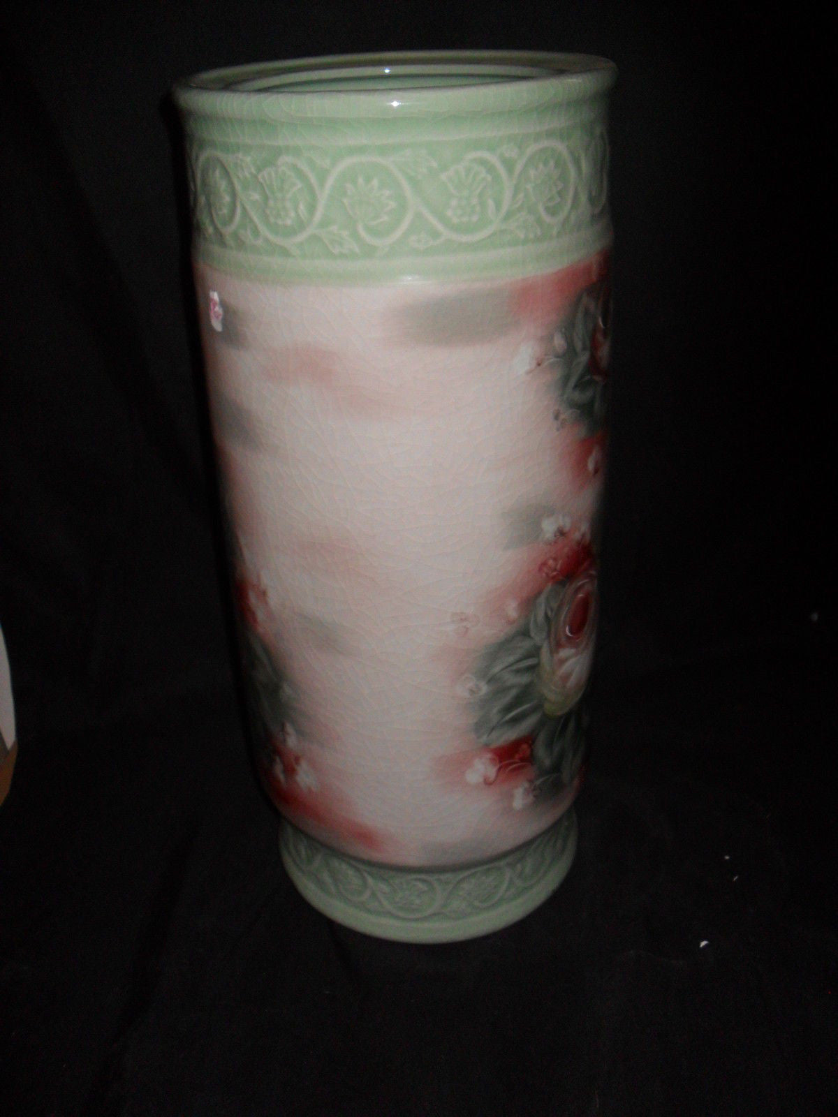 Porcelain - Umbrella Stand with Crackle Finish Floral