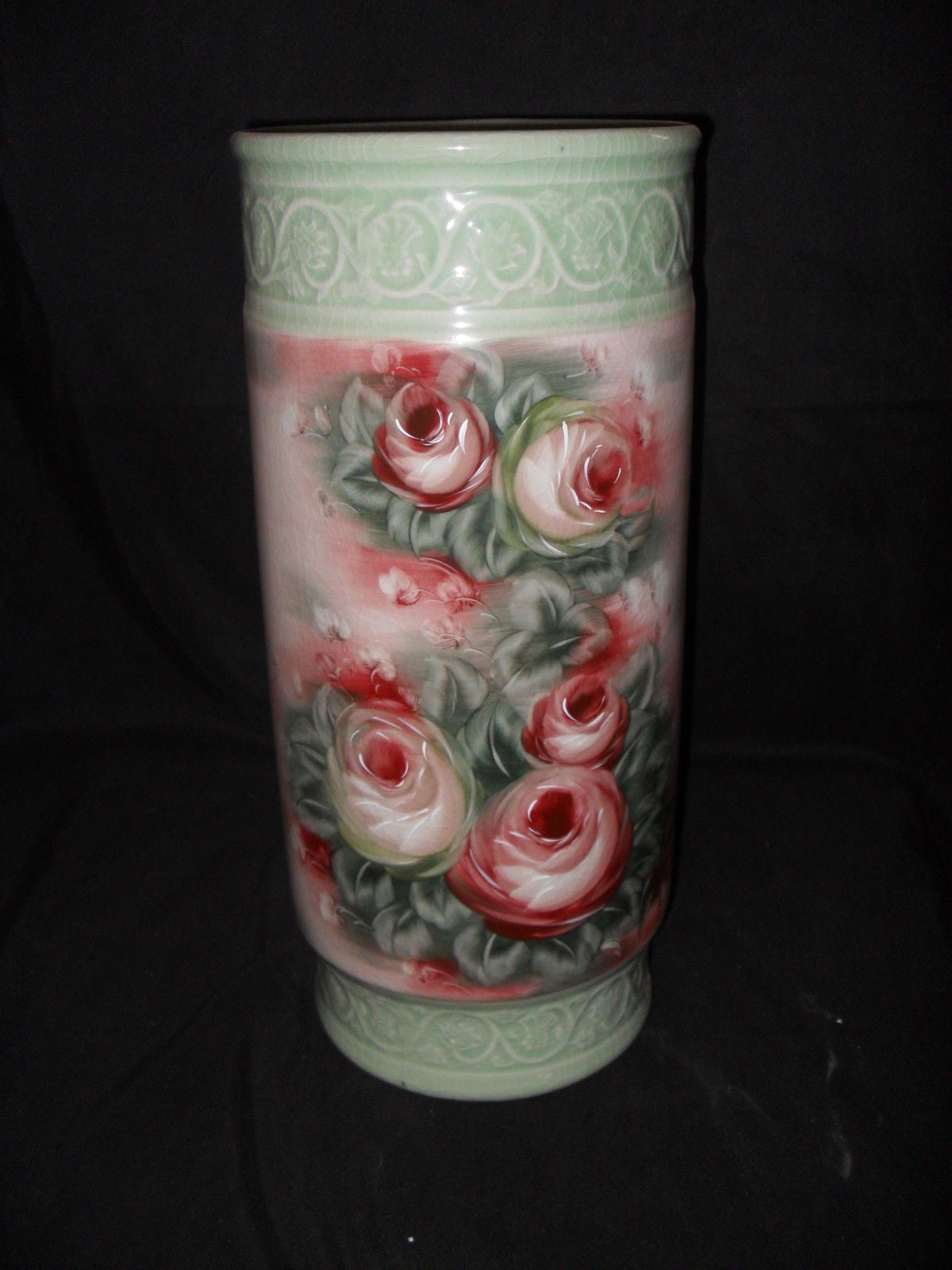 Porcelain - Umbrella Stand with Crackle Finish Floral