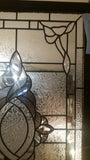 Glass Window - Stained Leaded Wood Frame Clear Glass w/ Twirl Beveled Design