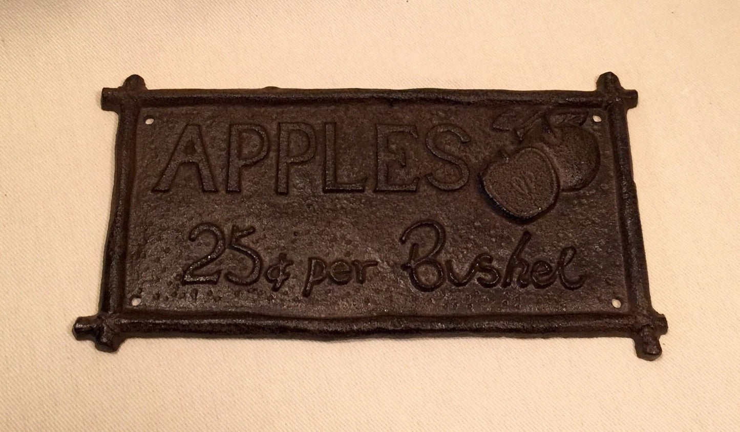 Cast Iron Sign - Apples 25 cents a Bushel