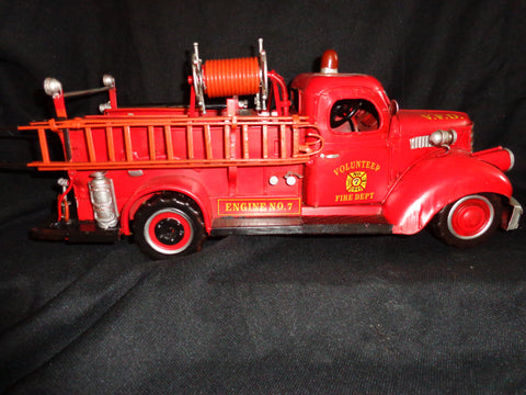Vintage Toys - Fire Truck 1941 Mack Tin Volunteer Engine Number 7