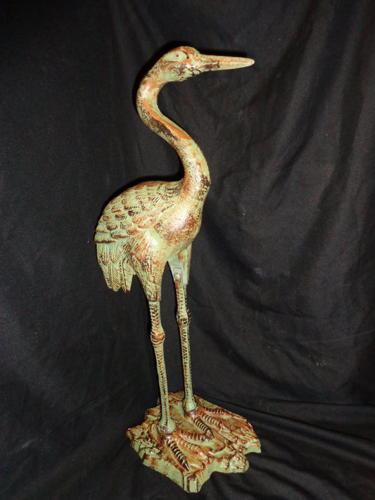 Crane Garden Patio Statue Cast Iron 21 1/2"