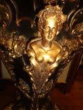 French Louis XV - Pair Black Marble Top Pedestal Table w/ Gold Gilded