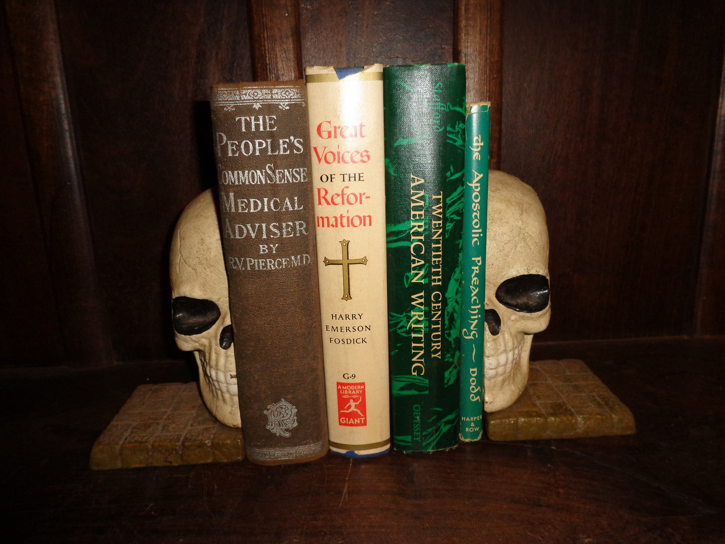 Bookends -Cast Iron  Pair Halloween Skull Head