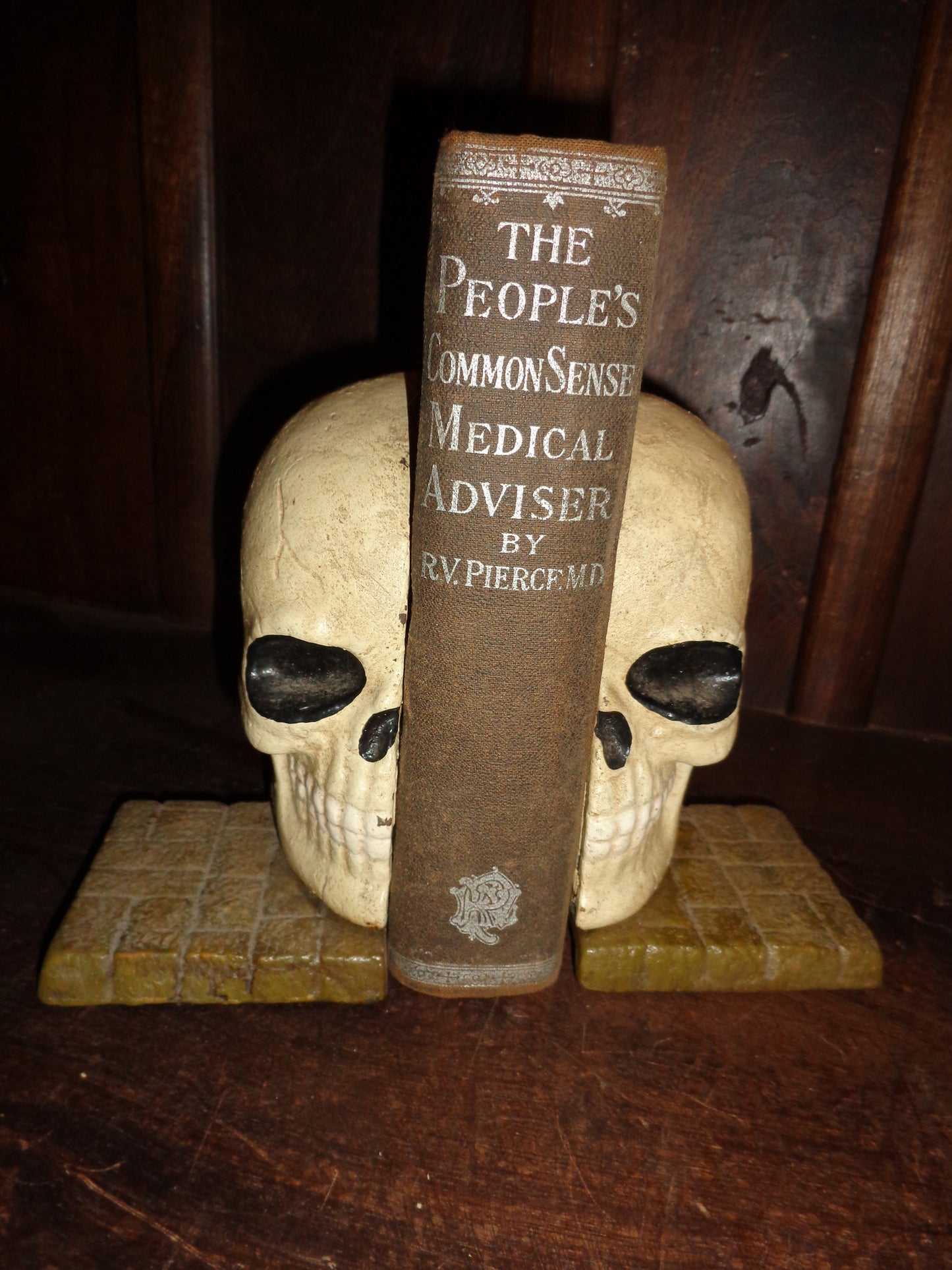 Bookends -Cast Iron  Pair Halloween Skull Head