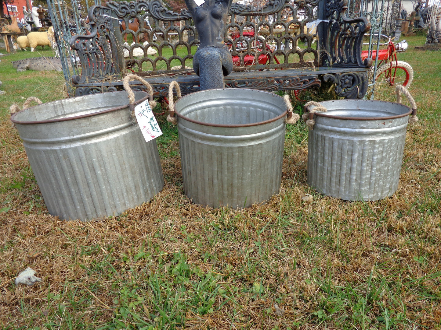 Industrial Planter 3 PC. Bucket Planter Set-Jantiques LLC.