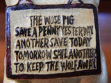 Pig Bank - Cast Iron Pig Thrifty The Wise Pig