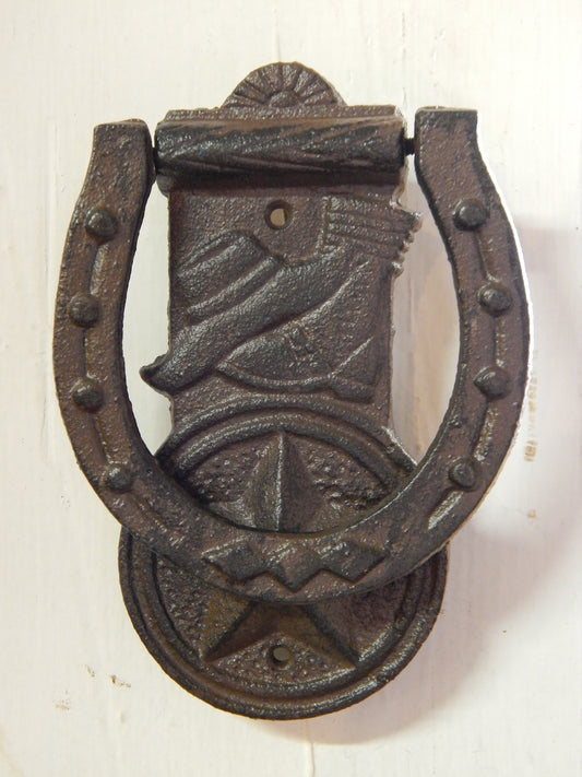 Door Knocker - Cast Iron Western Boot, Hat and Lone Star