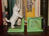 Bookends -Cast Iron  Pair White Vintage Scottish Terrier
