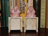 Book Ends -Cast Iron  Pair Pink Poodle