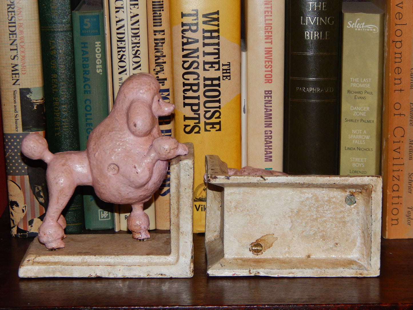 Book Ends -Cast Iron  Pair Pink Poodle