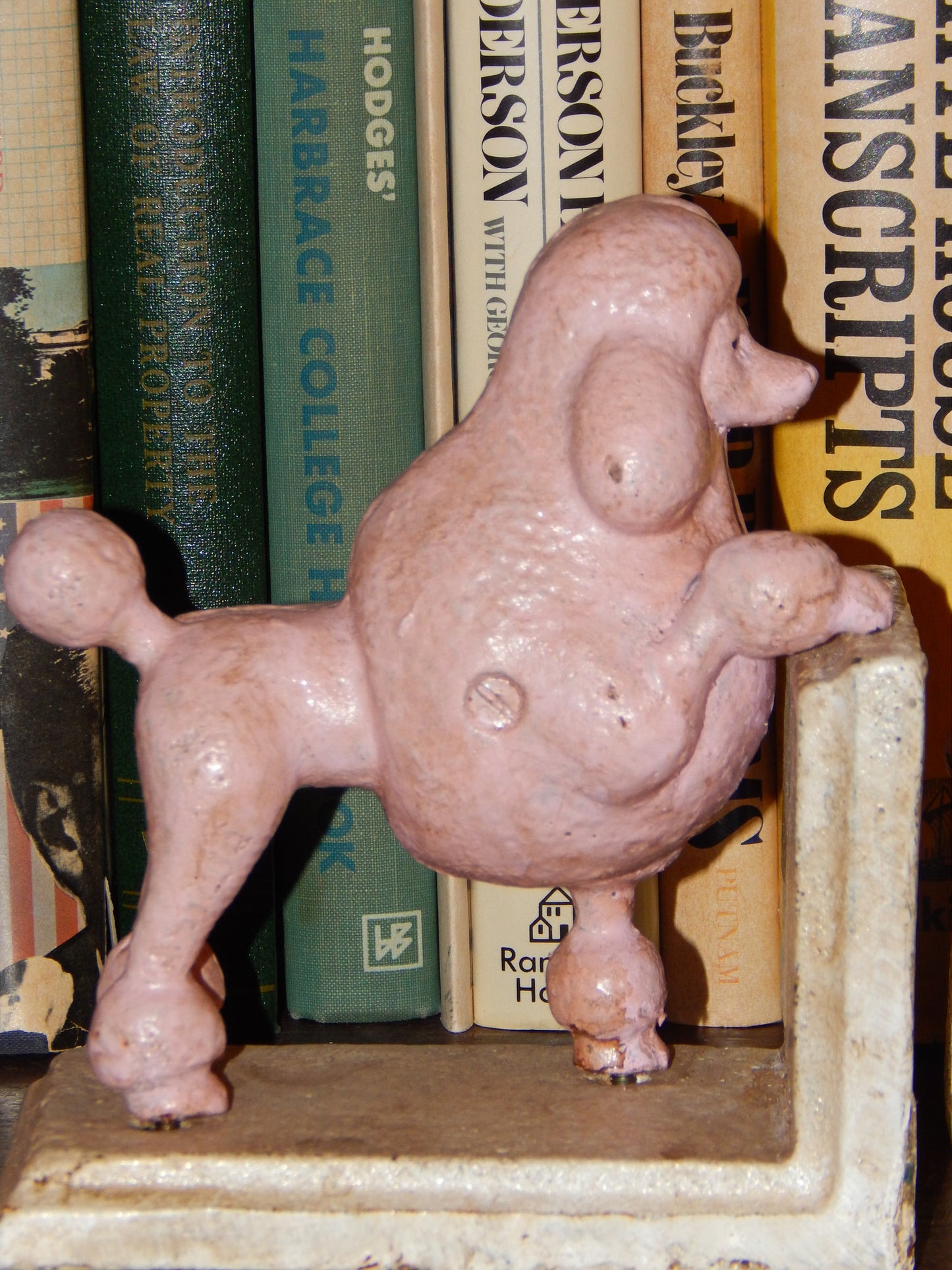 Book Ends -Cast Iron  Pair Pink Poodle