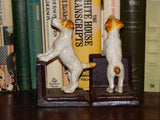 Bookends -Cast Iron Pair White Vintage Jack Russell Terrier