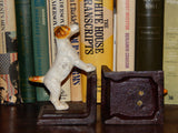 Bookends -Cast Iron Pair White Vintage Jack Russell Terrier