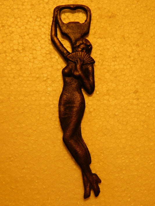 Bottle Opener -Cast Iron   Girl With Fan