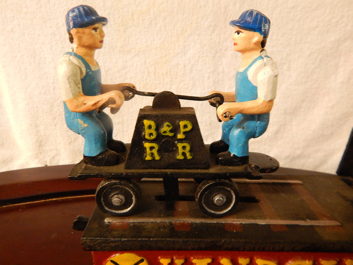 Coin Bank Handcar Railroad Crossing Coin Bank