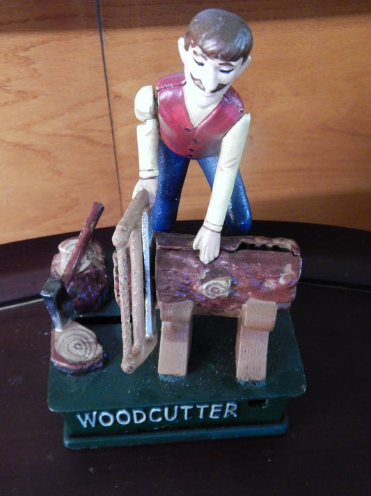 Cast Iron Mechanical Bank - Wood Cutter Coin Bank