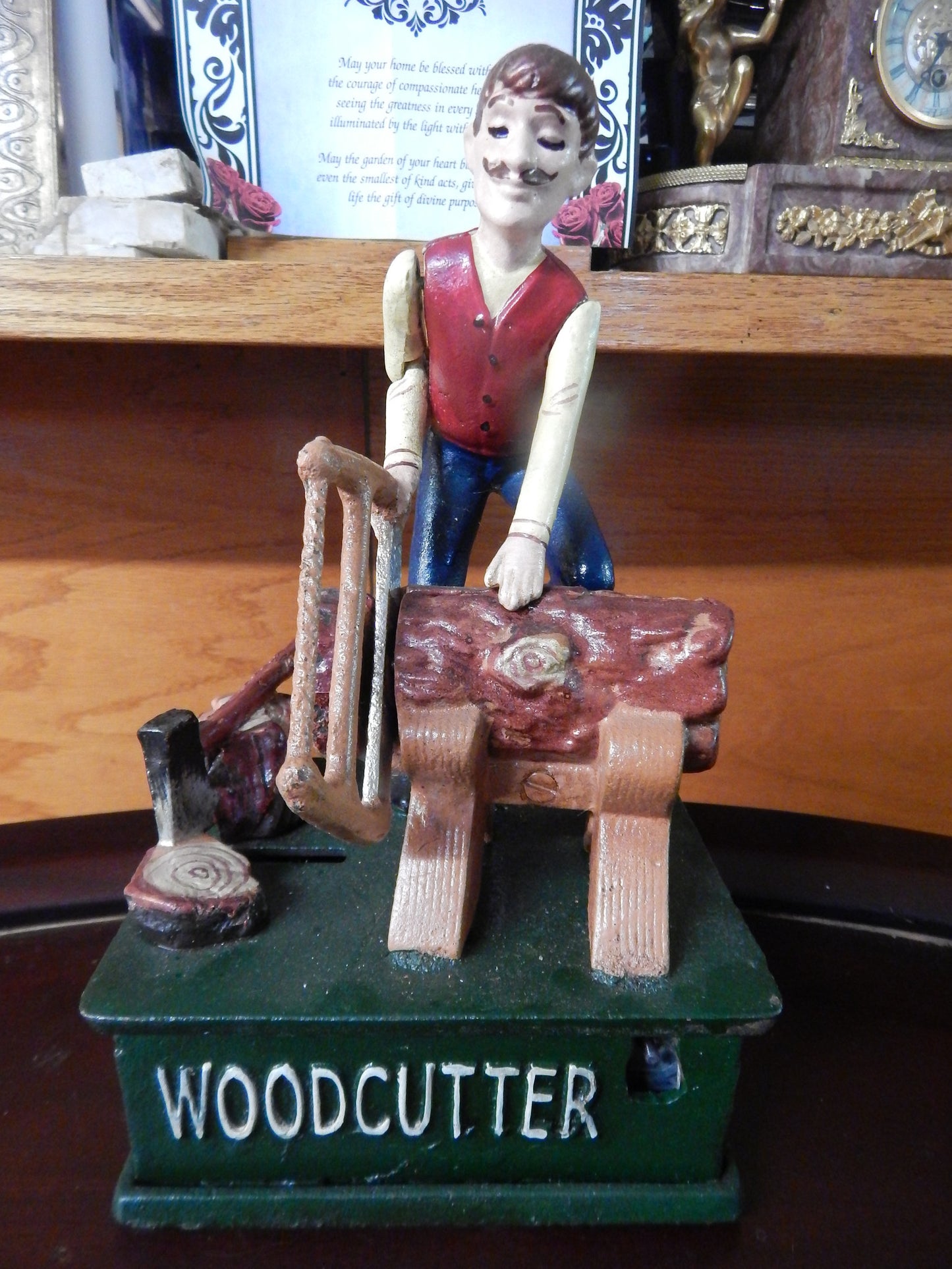 Cast Iron Mechanical Bank - Wood Cutter Coin Bank