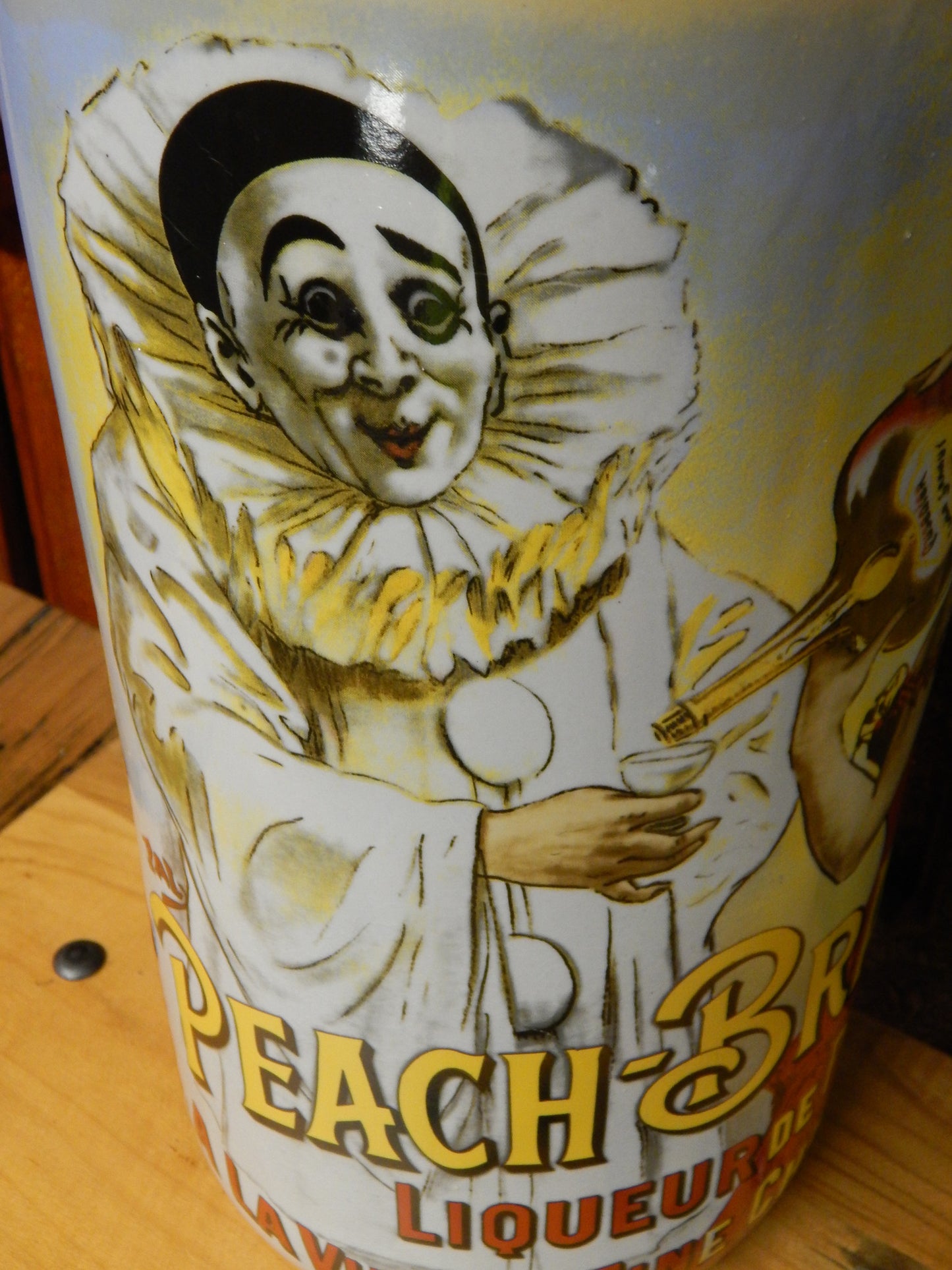 Umbrella Stand Porcelain - French Cusenier Peach Brandy c.1900 Advertising