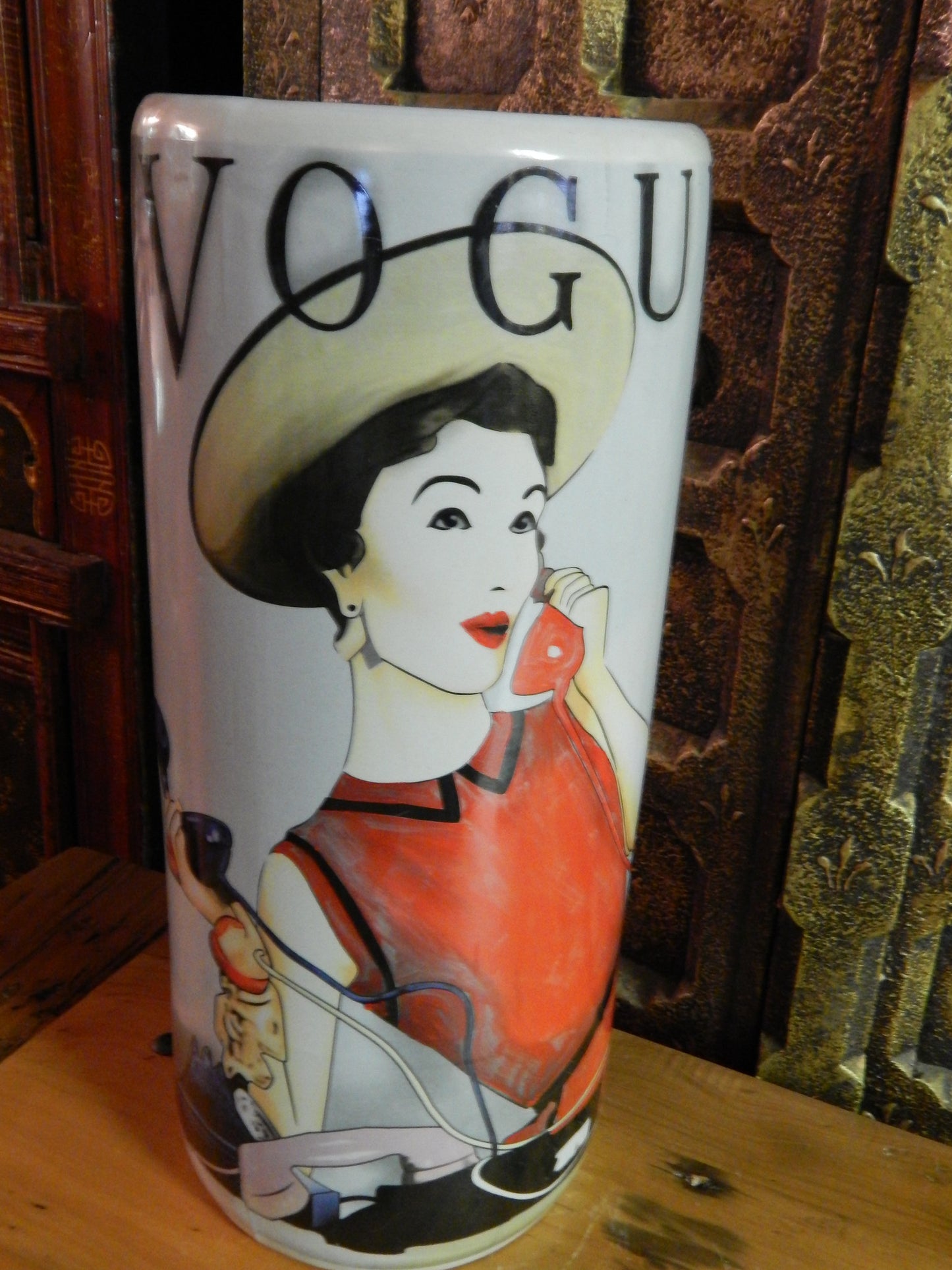 Umbrella Stand Porcelain - French Paris Vogue Advertising