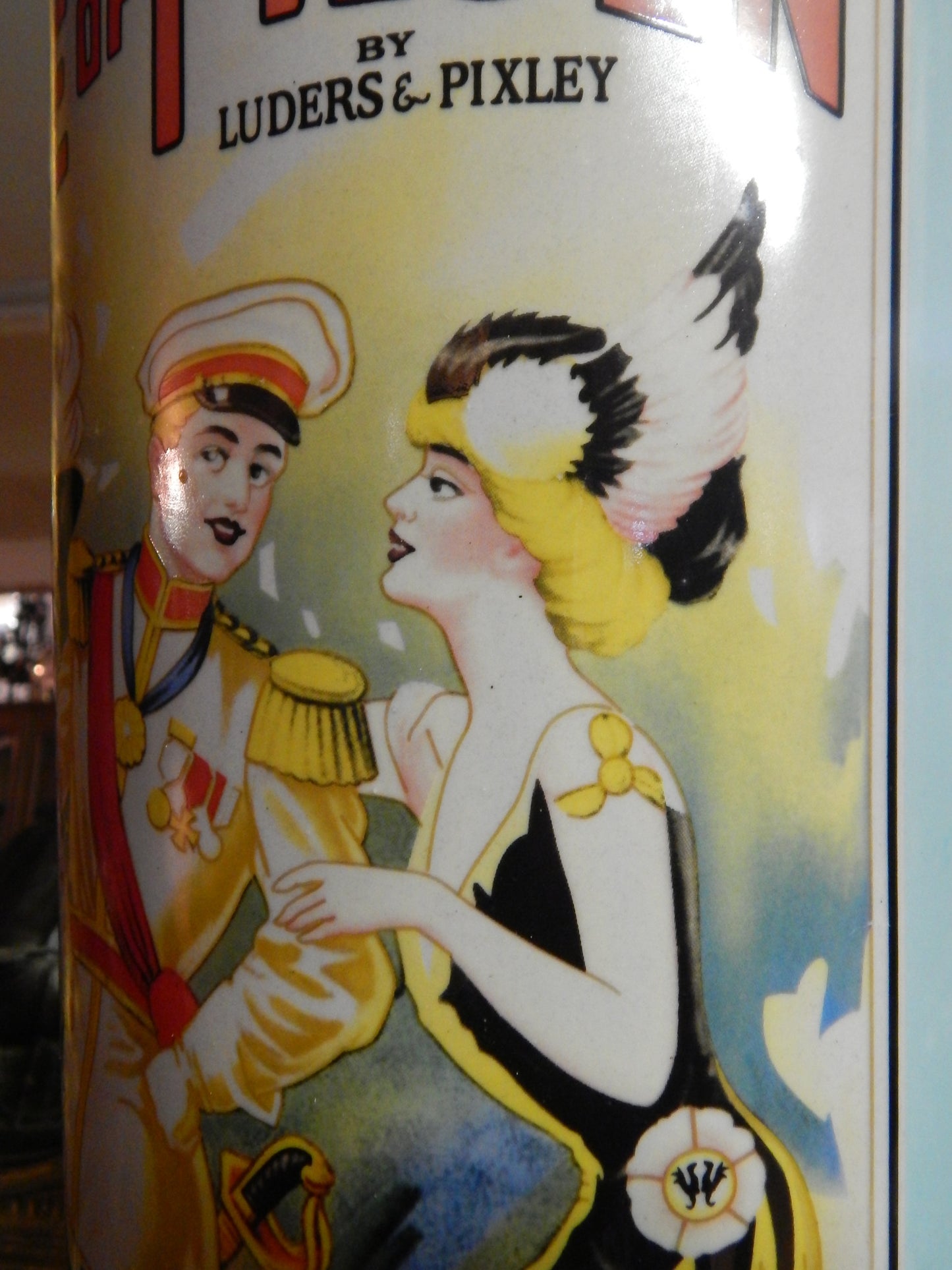 Umbrella Stand Porcelain - French Prince of Pilsen Theatre Advertising