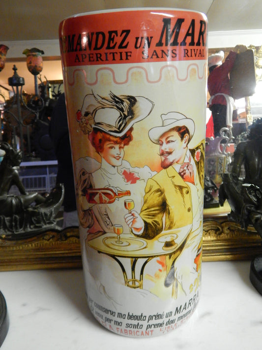 Umbrella Stand Porcelain - French "Demandez un Marra" Advertising