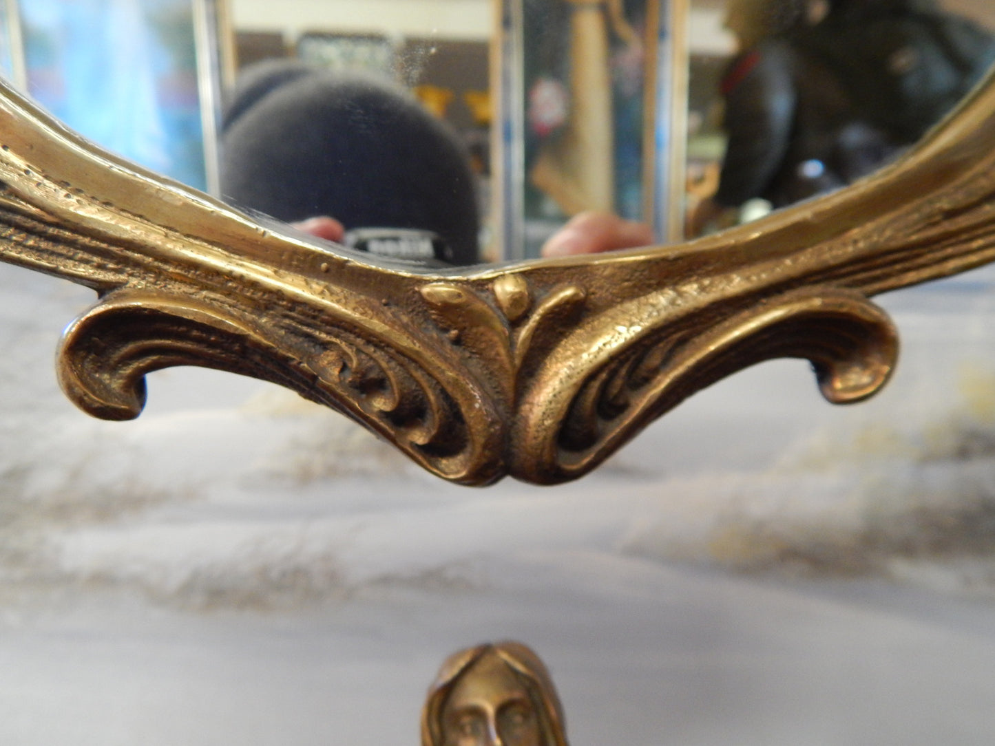 Bronze Mirror - Vanity Lady-Jantiques LLC.