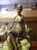 Sevres Porcelain - Green Dish French  w/ Gilt Bronze Ormolu Lady Sitting