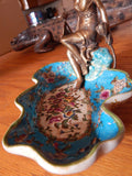 Sevres Porcelain - Blue Dish French  w/ Gilt Bronze Ormolu Lady Sitting
