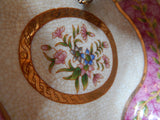 Sevres Porcelain - Pink Dish French  w/ Gilt Bronze Ormolu Lady Sitting