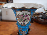 Sevres Porcelain-Blue Cornucopia Vase French w/Gilt Bronze Ormolu God/Neptune