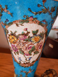 Sevres Porcelain - Blue Cornucopia Vase French w/ Gilt Bronze Ormolu Cherub